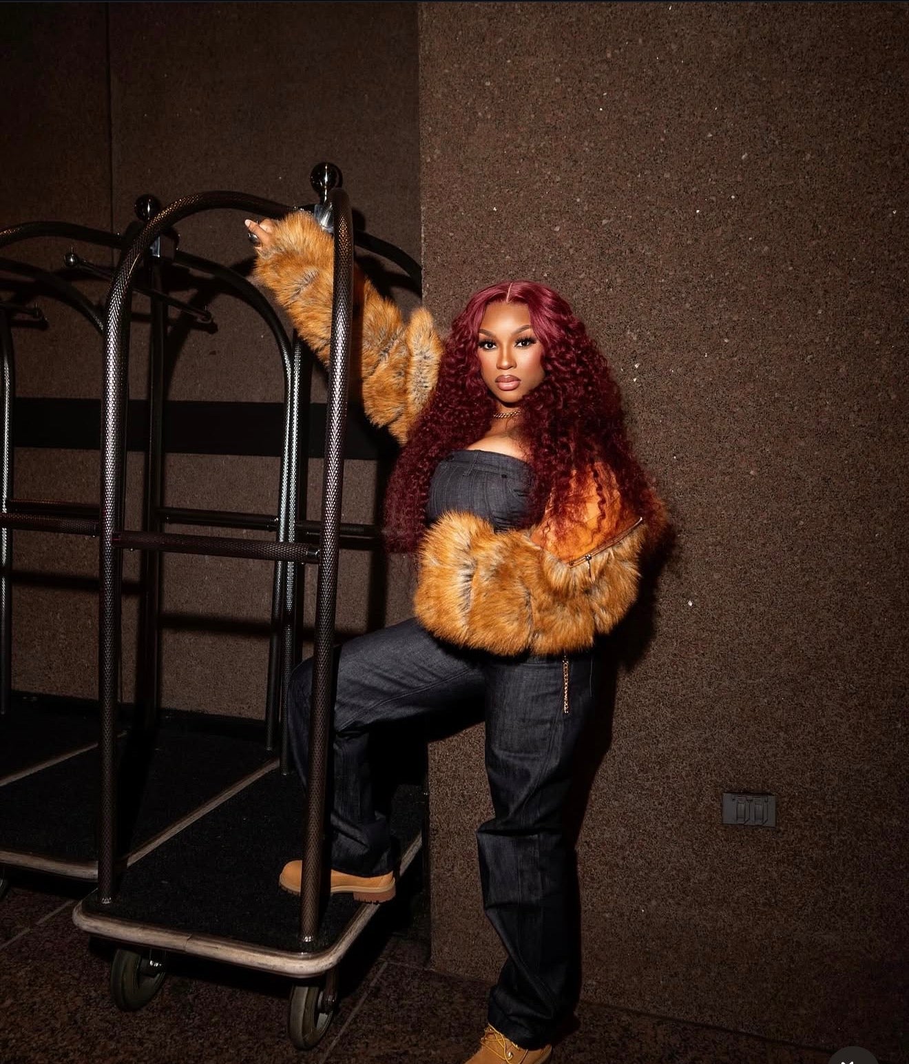 13x6 28” Transparent Deep Wave Burgundy 180 Density Unit